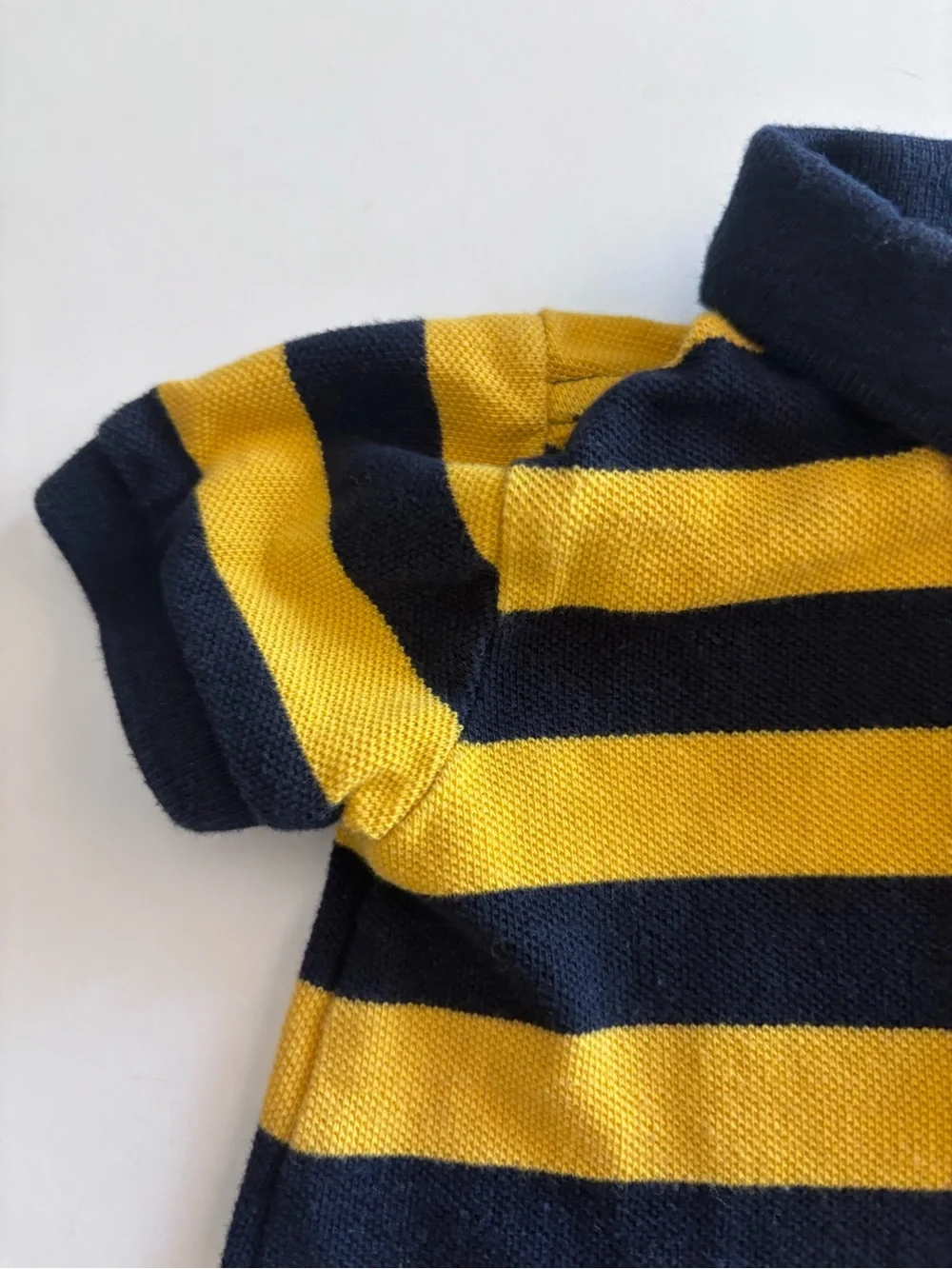 RALPH LAUREN Polo Shirt Striped Yellow Navy Blue Infant Baby Boy Size 6 Months